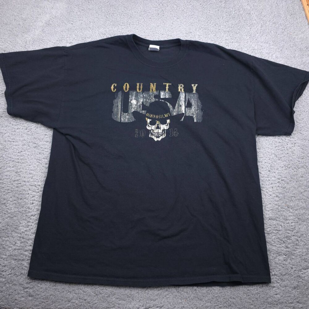 Country USA Festival GILDAN‎ Mens T-Shirt Size 2XL Black